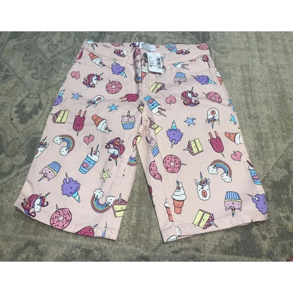 The Childrens‎ Place Pink Colorful Unicorn Shorts Youth Girls sz 10